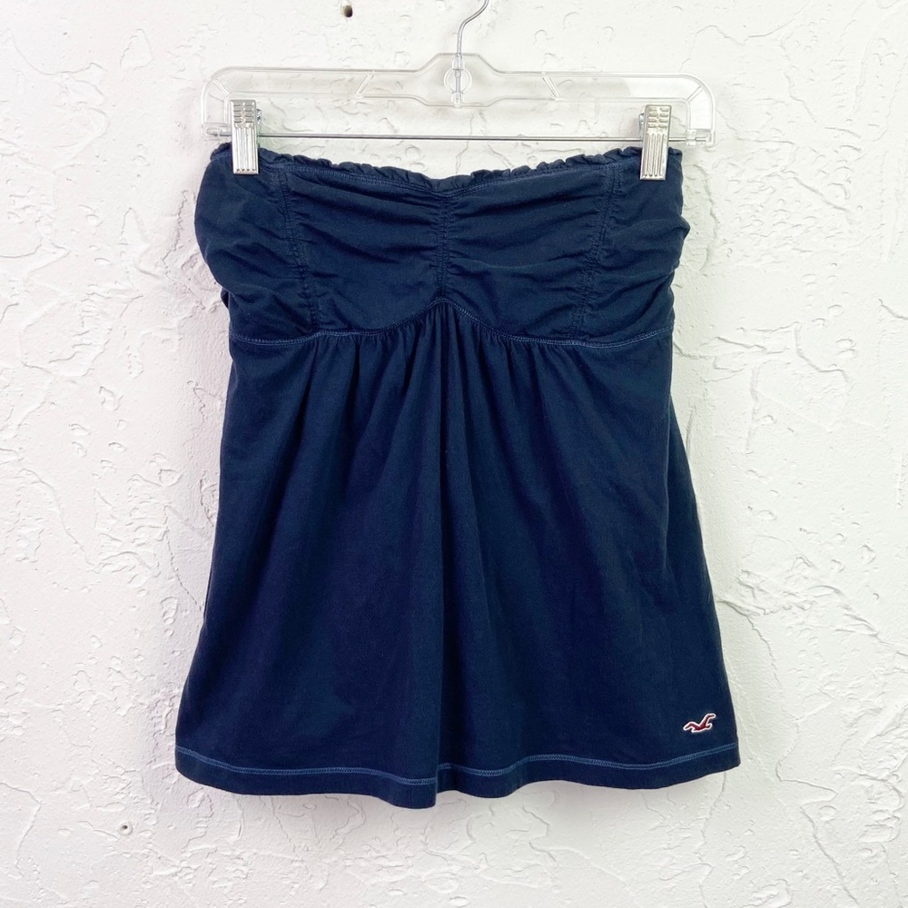 Y2K Early 2000s Hollister Navy Blue Babydoll Strapless Tube Top Size Large - Picture 2 of 8